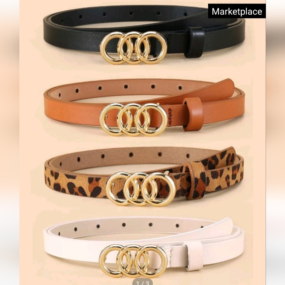 Animal Print/Neutral/ Classic Embellished Belts 4PK NIB